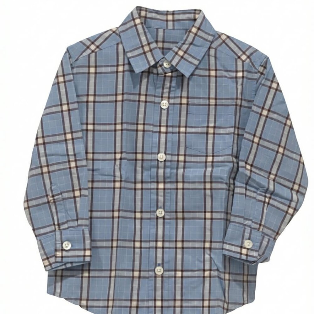 Gymboree NWT Blue & Purple Plaid Long‑Sleeve Shirt Size 6